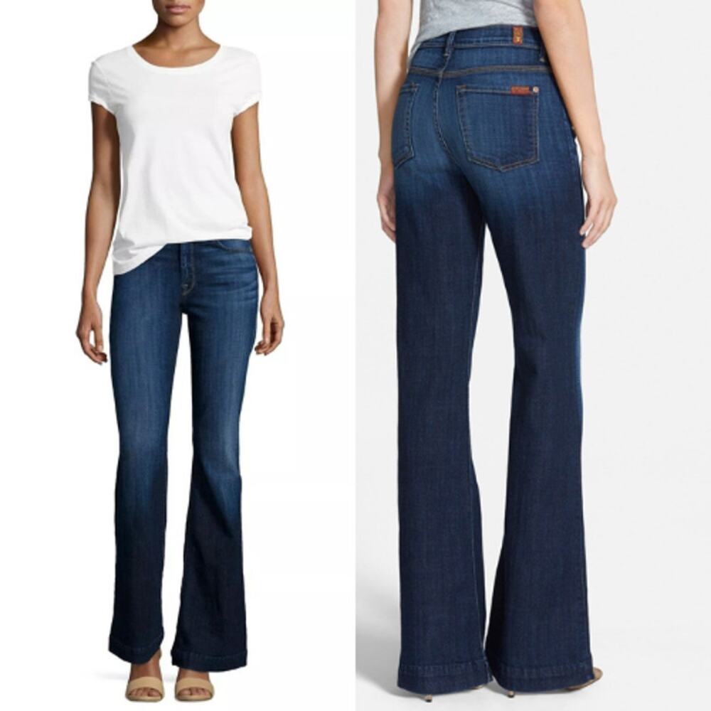 2/$50 Seven 7 for All Mankind Ginger High Rise Dark Wash Blue Flare Jeans 27